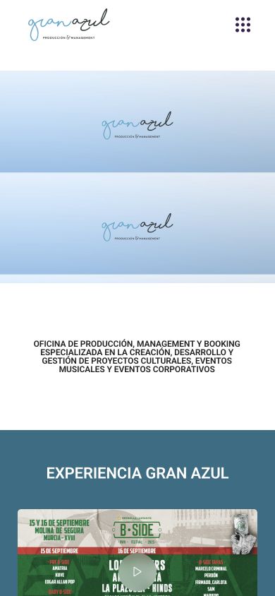 Captura móvil de la portada actual de Gran Azul usada para evaluar legibilidad y navegación